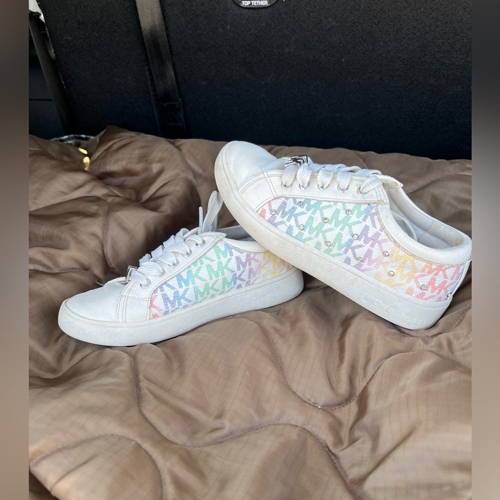 Michael Kors White Sneakers with Multicolor MK Logo